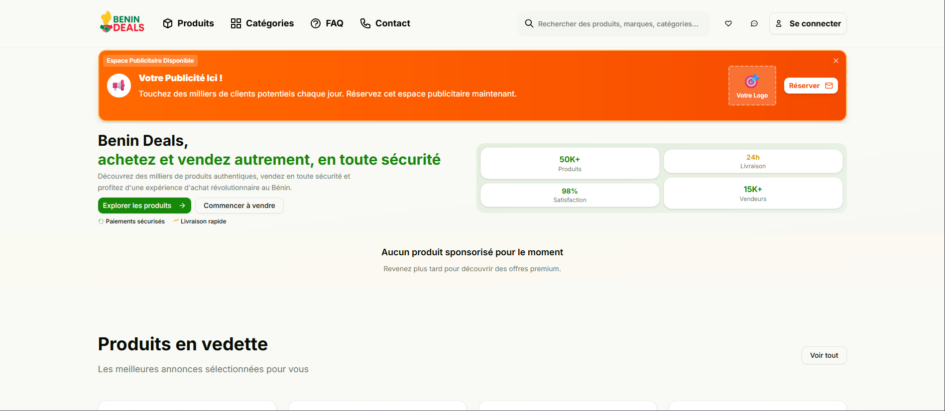 Aperçu du projet Benin Deals - E-commerce
